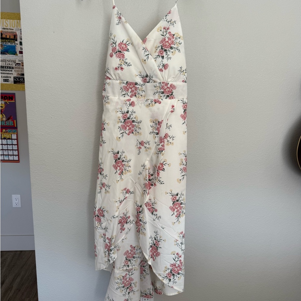 Floral White Wrap Dress